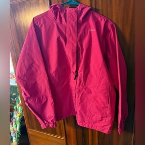 Cabellas hot pink rain jacket